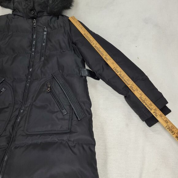 Vince Camuto Puffer Coat Womens Size Medium Black Faux Fur Goose Down Winter - Picture 3 of 16